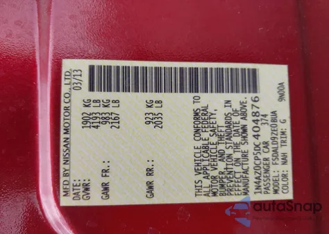 2013 Nissan Leaf Sv z USA, uszkodzony, nr VIN 1N4AZ0CP5DC404876